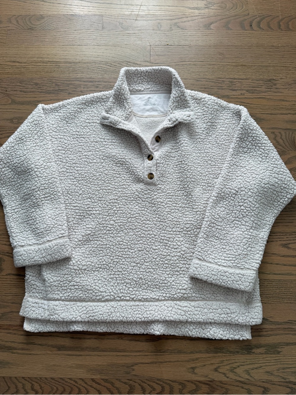aerie Cream Sherpa Pullover with Buttons